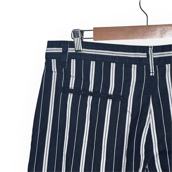 RAG & BONE Perry Linen Blend Shorts Striped Navy Blue Coastal Beach Cruise Lake - Picture 10 of 16